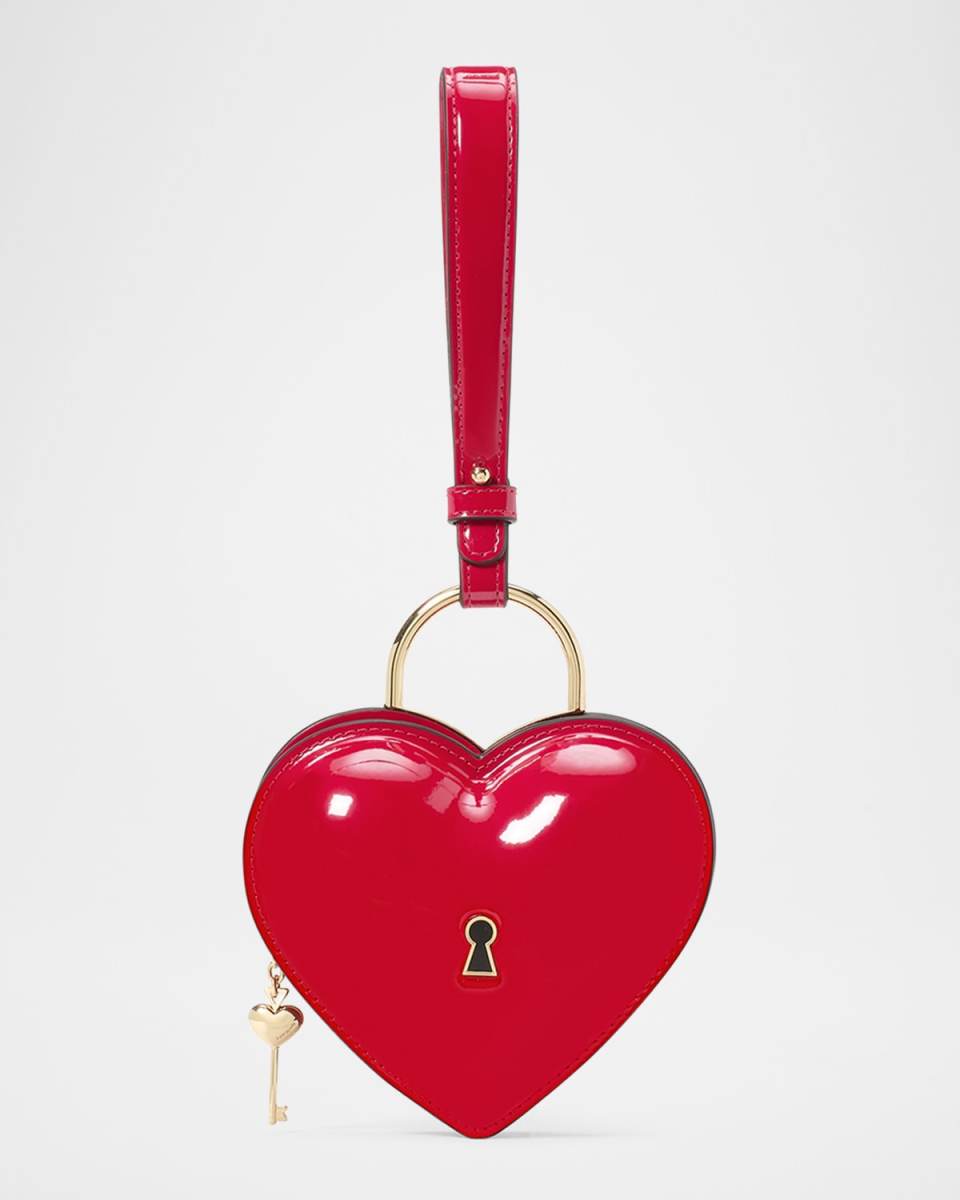 key to my heart patent faux leather wristlet
